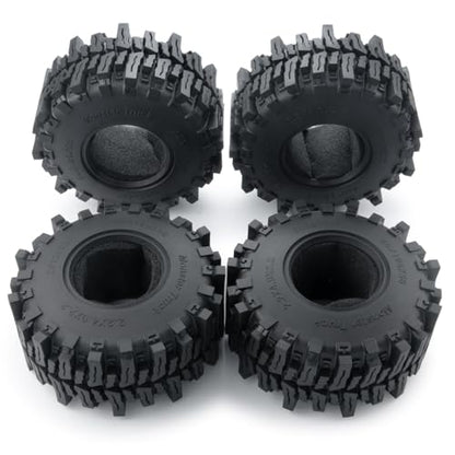 RCHUBAM 4Pcs 2.2" Rubber Wheel Tires for for 1/10 SCX10 AXI03004 AXI03007 | 125*56mm Tires,Deep Claw Tread Mud Terrain Tires with Insert Foam