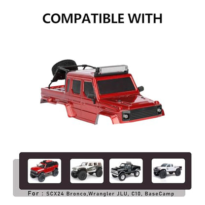 SCX24 Body 6x6 Conversion Kit PC Body with Lights Frame-Axle Assembly for Bronco JLU C10 Basecamp Axial SCX24 6×6 RC Crawler Upgrades - style: Red