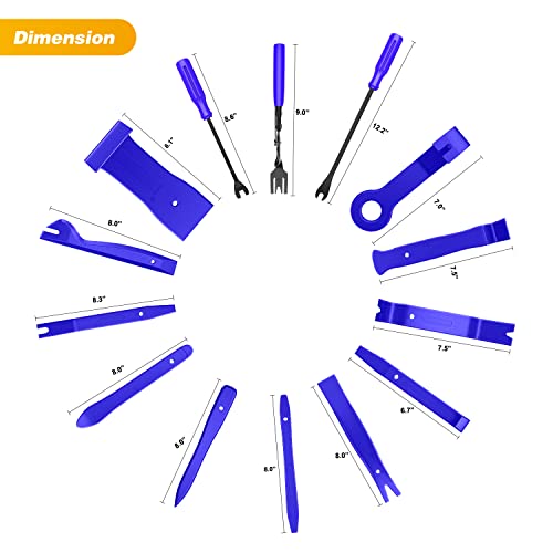 GOOACC 102Pcs Auto Trim Removal Tool and Push Pin Retainer Clip Set Blue | Fastener Terminal Remover Tool Adhesive Cable Clips Panel Remover Kit Car Panel Radio Removal Auto Clip Pliers - color: 60Pcs Clips + 42 Remover, size: Clips+Remover