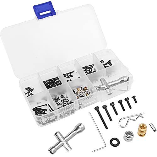 252Pcs ShareGoo M1.4 RC Screw Kit Scx24 Screws Assortment Set Fastener Pins Repair Tools Compatible with Axial SCX24 Deadbolt C10 Jeep AXI90081 AXI00001 1/24 RC Crawler