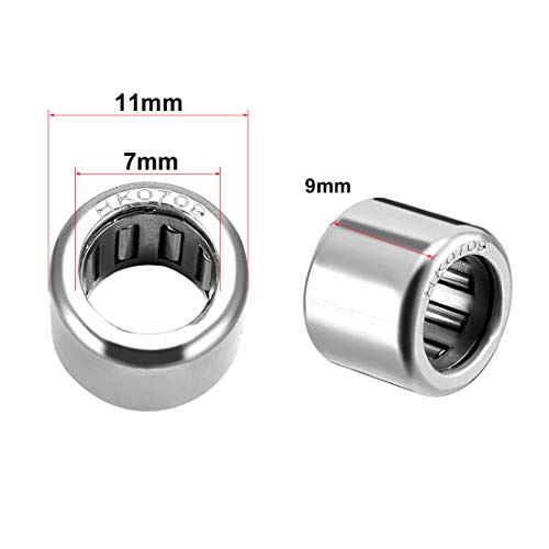 uxcell HK0709 Drawn Cup Needle Roller Bearings, Open End, 7mm Bore Dia, 11mm OD, 9mm Width (Pack of 10) - size: 7x11x9mm