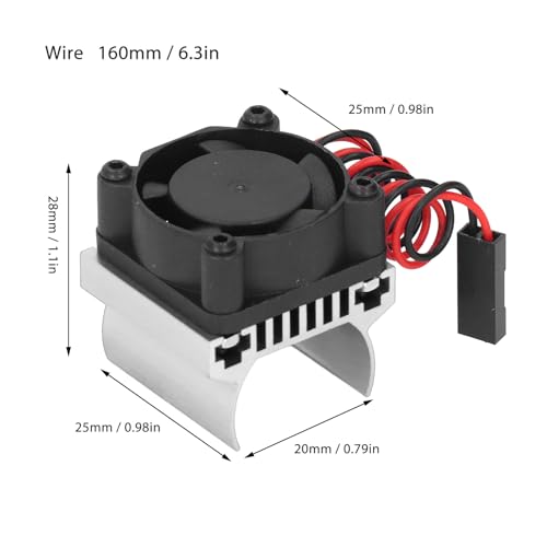 VGEBY RC Motor Cooling Fan, Efficient Heat Dissipation Compact 1/18 Scale Heatsink for RC Enthusiasts Hobbyists Racing Maintenance - color: Silver