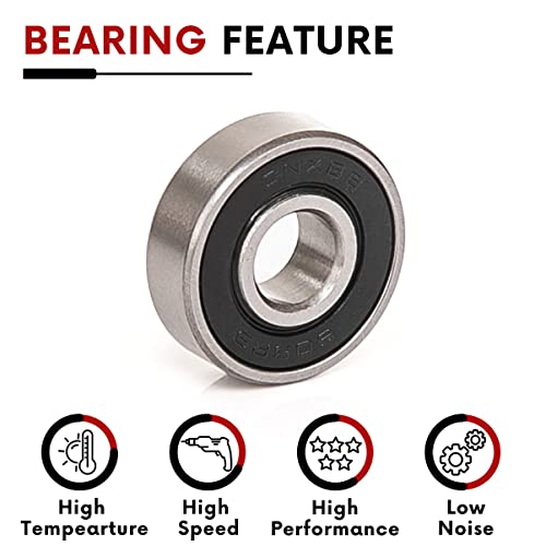 10 PCS 608-2RS Double Black Rubber Sealed Deep Groove Ball Bearings 8x22x7mm, Deep Groove Ball Bearing ABCE-3 Pre-Lubricated, Chromium Bearing Steel (608-2RS-BK, 10) - size: 608-2RS-Black
