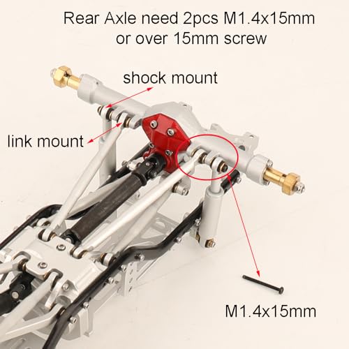Diamond Shape SCX24 Aluminum Axle Upgrades for Axial SCX24 Deadbolt C10 JLU Gladiator Bronco 1/24 RC Crawler (Silver) - color: Silver