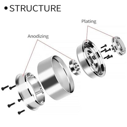 RC 1.9 Vintage Beadlock Wheels for TRX4 SCX10 1/10 Crawler, Silver | Retro Vintage Design, Aluminum Alloy Plating, Electroplate Silver RC Wheel Hub, 4 Pack