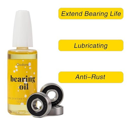 1 oz Skateboard Bearing Lubricant, Premium Bearing Oil | Reduces friction for smoother performance on skateboards, longboards, scooters and roller