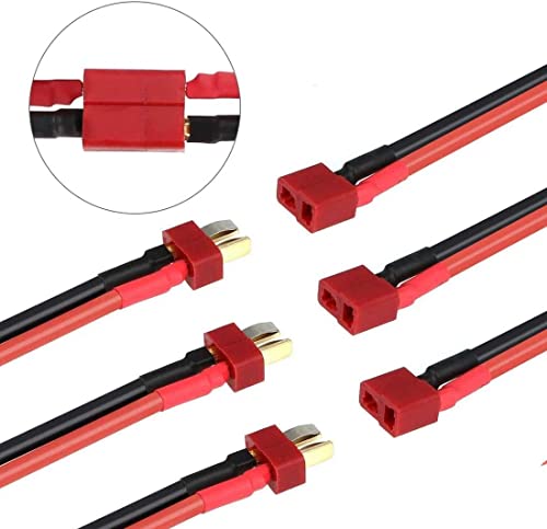 5Pairs T Plug Connector Female & Male with 12AWG 10cm Gauge Silicone for RC Lipo Battery Cable Drone Car - style: T plug