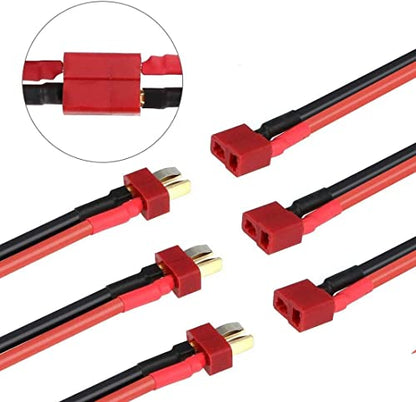5Pairs T Plug Connector Female & Male with 12AWG 10cm Gauge Silicone for RC Lipo Battery Cable Drone Car - style: T plug