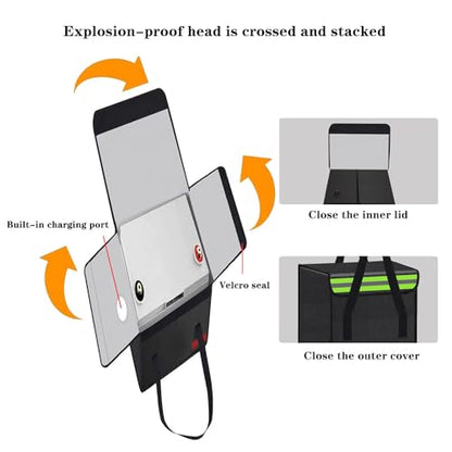 7.9"x7.9"x12.6" Ebike Battery Safe Bag Fireproof Charging Lipo Bag Large Capatity for Lipo Battery Pack Storage Charging Transport, Home Office Travel Fireproof Safe Storage Pouch - size: 200*200*320mm