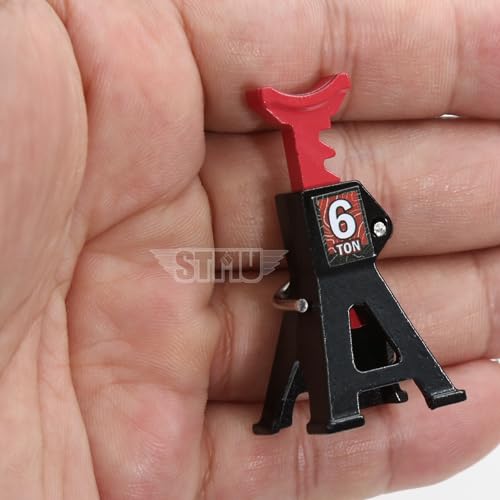 4pcs 1/24 RC Scale Metal Mini Toy Jack Stands for Simulation Compatible with 1/18 and 1/24 RC Crawler Cars SCX24, AX24, TRX4M, FCX24 (Black) - color: Black