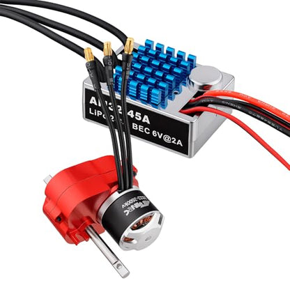 Alloy Transmission & 2322 2600kv Brushless Motor & 45A Brushless ESC for MN82 MN99S MN168 MN78 Series Upgrades Part Red - color: Red