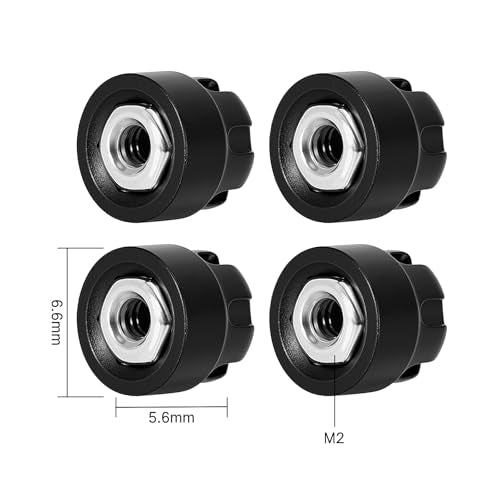 INJORA M2 Wheel Lock Nuts with Aluminum Cap for 1/24 RC Crawlers (Black) - color: Black