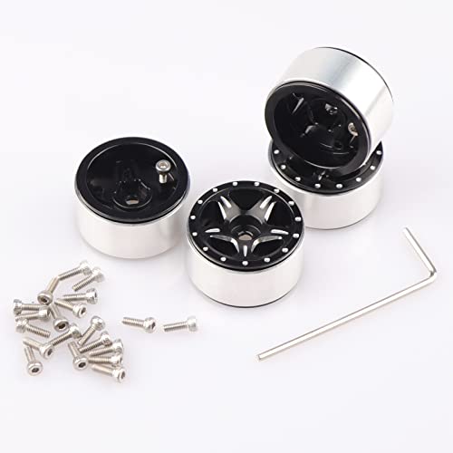 AIMROCK 1.0 Beadlock Wheels w/Brass 7mm Hex Wheel Hubs for Axial SCX24 FCX24 TRX4M 1/24 1/18 RC Crawler Upgrade Parts (Type 2) - style: Type 2