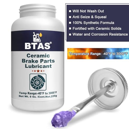 BTAS Silicone Brake Grease Lubricant for Brake Caliper Pad Pin Parts Lube, Synthetic Ceramic Brake Grease with Brush 8 oz - size: 8 oz