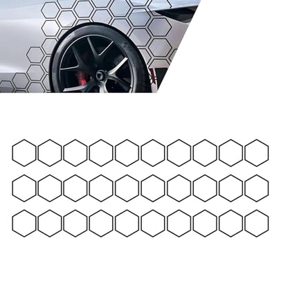 30 Grids Honeycomb Graphic Stickers, Reflective Hexagon Pattern Car Side Body Decals, Waterproof Automotive Body Modification Vinyl Decal, Universal for Car,Truck, SUV (Black) - color: Black