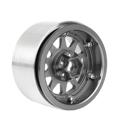 Aluminum 2.2" Beadlock Wheel Offset -10mm Metal Rims for SCX10 RR10 TRX4 VS4-10 Gen8 1/10 RC Crawler Car Upgrade Parts (10-Spoke, Gray) - color: 10-spoke, Gray