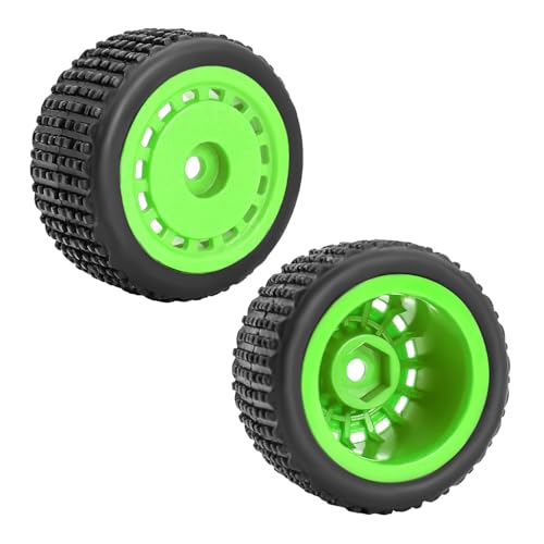Pre-Mounted Pin Buggy Tires and Wheels Rims Hub Tires Set for 1/24 Losi Micro-B 1/28 Losi Micro-T Wltoys 244016 Upgrade Part (Green Micro-T) - color: Green Micro-t