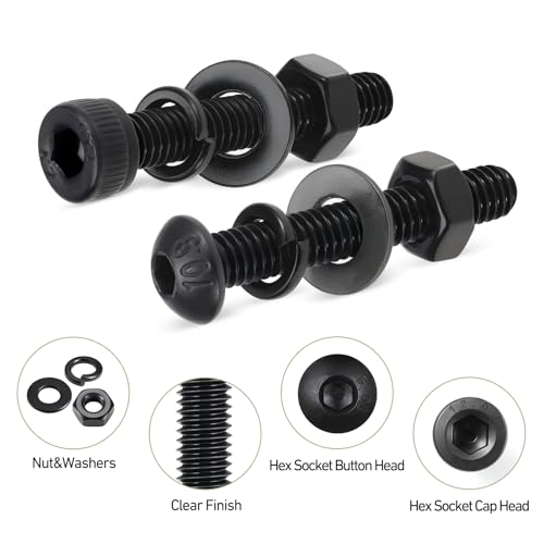 M3 Metric Screw Assortment, 2320PCS M3 x 6/8/10/12/16/20/25/30/35mm Hex Socket Button & Cap Head Screws Nuts Bolts Washer Assortment Kit 12.9 & 10.9 Grade Black Oxide for DIY, 3D Printer - size: M3 2320PCS Button&Socket Black