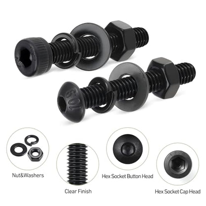 M3 Metric Screw Assortment, 2320PCS M3 x 6/8/10/12/16/20/25/30/35mm Hex Socket Button & Cap Head Screws Nuts Bolts Washer Assortment Kit 12.9 & 10.9 Grade Black Oxide for DIY, 3D Printer - size: M3 2320PCS Button&Socket Black
