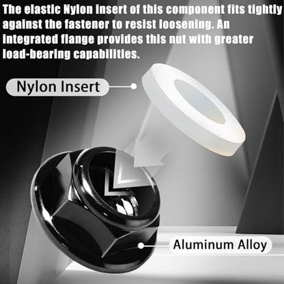 4Pcs M2 Flange Lock Nuts Metric Nylon Inserted Hex Self-Lock Non-Slip Aluminium Self Clinching Nuts for 1/24 RC Car Axial SCX24 Furniture DIY Industrial Construction Fasteners - color: Black, size: 4Pcs