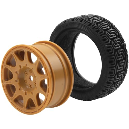 1/10 RC On Road Tires & Nylon Wheel Rims 12mm Hex OD70mm Rubber Tires Compatible with Tamiya TT01 TT02 XV01 HSP HPI Kyosho Traxxas WLtoys 1/10 1/12 On-Road Touring Car (Brown) - color: Brown