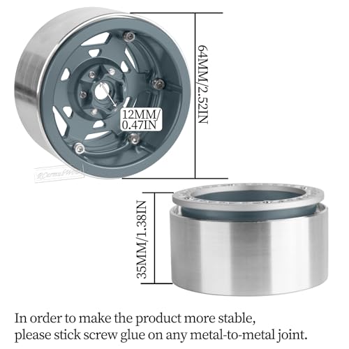 2.2" RC Beadlock Wheels, Aluminum Alloy Rims Compatible with 1/10 SCX10 Capra TRX4 Gen8 Everest Gen7 Pro AMG 6x6 Off-Road Truck,RCarmubWow 2.2 Beadlock Wheel for 1/10 Rock Crawler,Titanium - color: Titanium(4pcs)