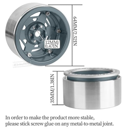2.2" RC Beadlock Wheels, Aluminum Alloy Rims Compatible with 1/10 SCX10 Capra TRX4 Gen8 Everest Gen7 Pro AMG 6x6 Off-Road Truck,RCarmubWow 2.2 Beadlock Wheel for 1/10 Rock Crawler,Titanium - color: Titanium(4pcs)