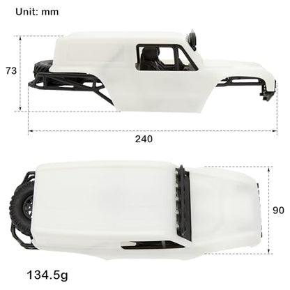 MEUS Racing MB18 TRX4M Body & Chassis Kit for Traxxas TRX4M Defender Bronco K10 F150 High Trail 1/18 RC Crawler Upgrades Parts (White) - color: White