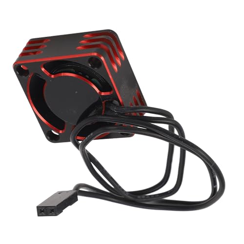 Uxsiya Brushless Motor ESC Cooling Fan, High Speed Dissipation 25x25mm Aluminium Alloy RC Electric Motor Cooling Fan Solid Construction Universal Fit for RC Car (Red)