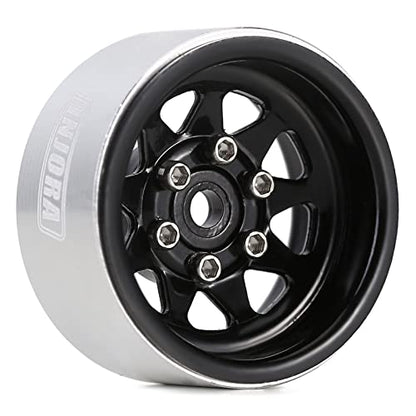 INJORA Stamped Steel 1.0 Beadlock Wheel Deep Dish for 1/18 1/24 RC (Black) - color: Black