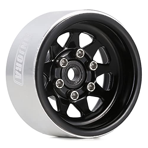 INJORA Stamped Steel 1.0 Beadlock Wheel -3.78mm Offset for Micro Crawlers - color: Black