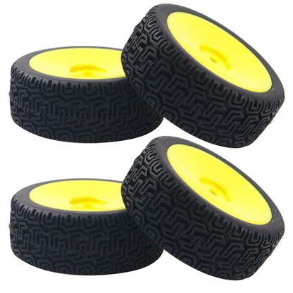 RC 12mm Hex Hub Wheel Rims & Rubber Tires Compatible with HSP Tamiya HPI Kyosho 1/10 On-Road Touring Car WLtoys 1/14 144001 Traxxas 1/16 Slash RC 1/18 A959B Buggy (Yellow) - color: Yellow