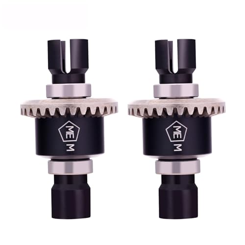 2PCS Alum Front Rear Differential Diff Gear for 1/16 H16207 16208 16209 16210 H16 1/14 14301 14302 14209 14210 H14BM Series Upgrades Part Black - color: Black