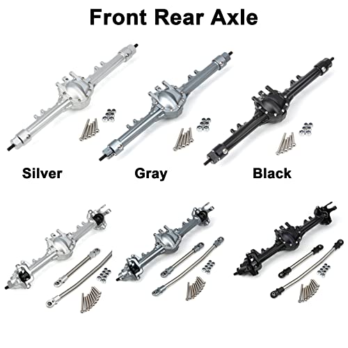 Aluminum Front & Rear Axles CNC Complete Axle Set for 1/10 RC Crawler Car Axial SCX10 II RGT 86100 Redcat GEN8 Element Enduro CC01 (Gray Front Rear Axle) - color: Gray Front Rear Axle