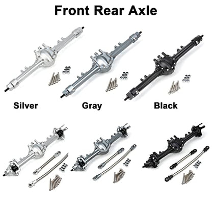 Aluminum Front & Rear Axles CNC Complete Axle Set for 1/10 RC Crawler Car Axial SCX10 II RGT 86100 Redcat GEN8 Element Enduro CC01 (Gray Front Rear Axle) - color: Gray Front Rear Axle