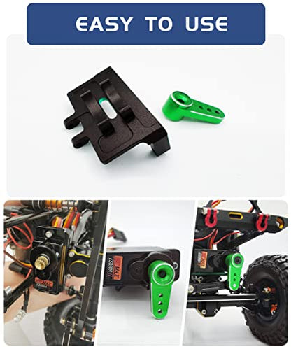 RC Servo Mount Bracket and Mini Servo Arm for 1/24 SCX24 Upgrade Green | Aluminum Servo Mount for ES08MA II Servo Upgrade Parts,Precision Fit,Wear Resistant,Easy To Install - color: Green+green