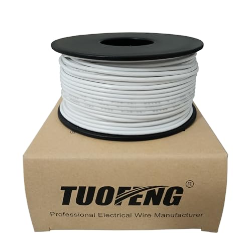 TUOFENG 22 AWG Solid Core Wire, White 100 ft, Breadboard Hookup Wire - size: 22 AWG solid wire white 100ft