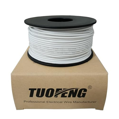 TUOFENG 22 AWG Solid Core Wire, White 100 ft, Breadboard Hookup Wire - size: 22 AWG solid wire white 100ft