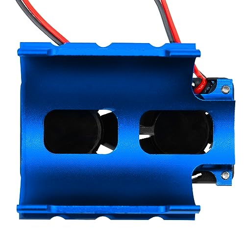 Motor Heatsink Dual Cooling Fan 40-42mm Compatible with 1/7 1/8 Arrma Traxxas RC Car Fit 4068 4074 4082 4268 4274 Motors (Blue) - color: Blue