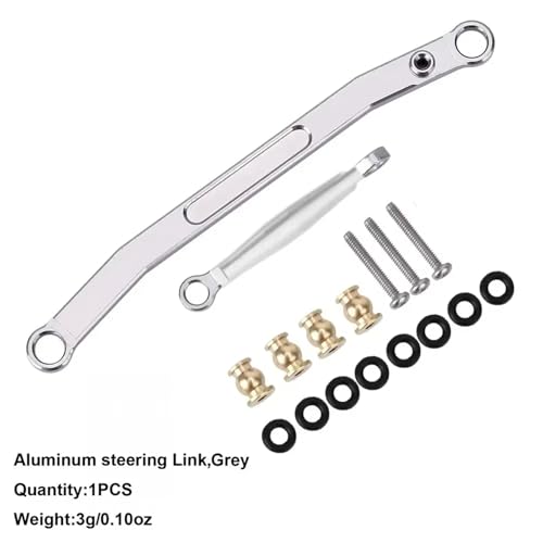 RC Models Parts For Axial For SCX24 90081 RC Crawler Upgrade Parts Aluminum Alloy Material CNC Front Steering Linkage Rods Set(Silver) - color: Silver