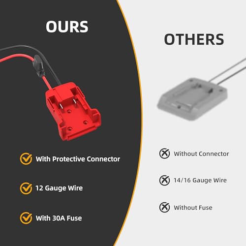 Power Wheels Adapter, 18V Battery Adapter Converter for Power Wheels Adapter for RC Cars Trucks & Robotics Toys Complete with Fuses, 12AWG Wire, Terminal Connectors -2Pcs