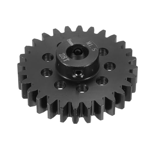MECCANIXITY Steel M1.5 Gear Set 28T 8mm Shaft Motor Gears for RC Vehicles Truck Drift Car Part, Black - style: 28T