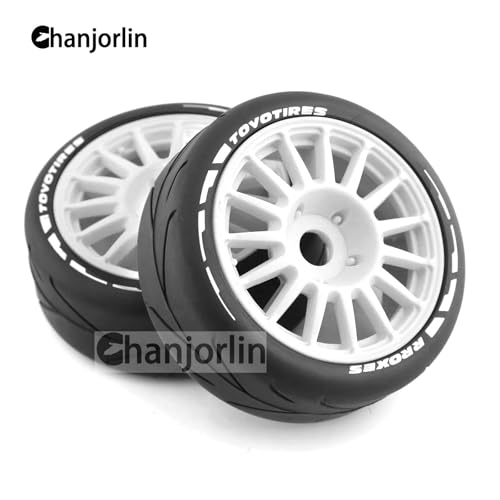 1/8 RC On Road Car Tires And Wheels Rims 17mm Hex 103mm Rubber Rally Tyres For 1:8 Scale RC On-Road Racing Car HPI WR8 HSP Hobao ARRMA Redcat Losi Kyosho VRX RC Rally Drift Car 4PCS (White A) - color: White a