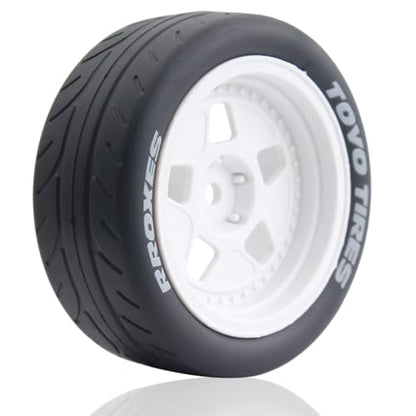 68mm 4PCS 1/10 RC On-Road tires and Hard Plastic wheels set Hex 12mm For WRC Drift Car Conversion 1/10 RC On-Road Car Traxxas Tamiya FW06 TT02 HPI HSP 94122 Kyosho W115 (White) - color: White
