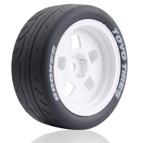 68mm 4PCS 1/10 RC On-Road tires and Hard Plastic wheels set Hex 12mm For WRC Drift Car Conversion 1/10 RC On-Road Car Traxxas Tamiya FW06 TT02 HPI HSP 94122 Kyosho W115 (White) - color: White