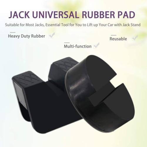 2 Types Jack Stand Pads Adapter 3 Ton Universal Rubber Slotted Frame Rail Pinch welds Protector for Jack Stand (4 Pack)