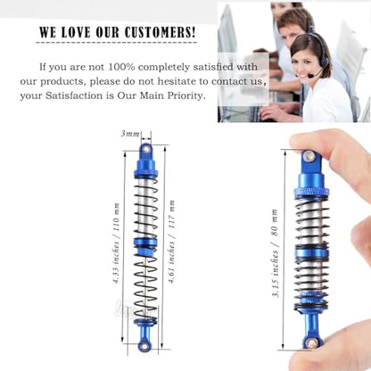 110mm 7075 RC Shocks Absorber Upgrades for 1/10 RC Hobby Cars,4PCS Aluminum Full Metal Front Rear Shocks Absorber Damper,Navy Blue - size: 110 MM (4.33 in)