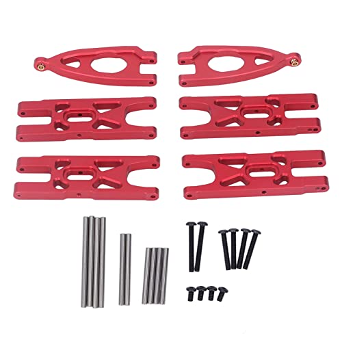 1 10 RC Front and Rear Suspension Arm Set Aluminum Alloy Upgrade Accessories for 1 10 Remote Control Car High Strength Metal Suspension Arms with Stable Performance (Red) - color: Red