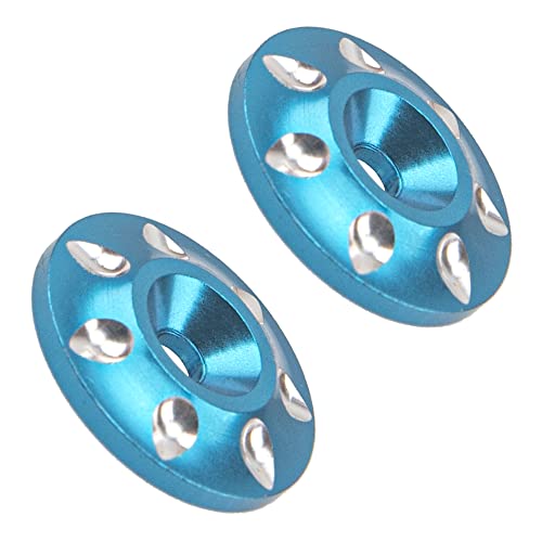 ShareGoo 2Pack Universal RC Metal Rear Wing Buttons Gasket Fixed Rear Tail Wing Washer for 1/10 1/8 RC Off Road Short Truck Buggy Racing Car (Blue)