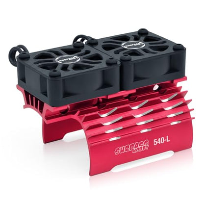 Surpass Hobby RC Motor Cooling Fan and 30mm Dual Fan with Heatsink Compatible with RC Car 1/8 1/10 Scale 540 550 3650 3660 3670 Motor (Red) - style: Red-Dual Fan for 36mm motor